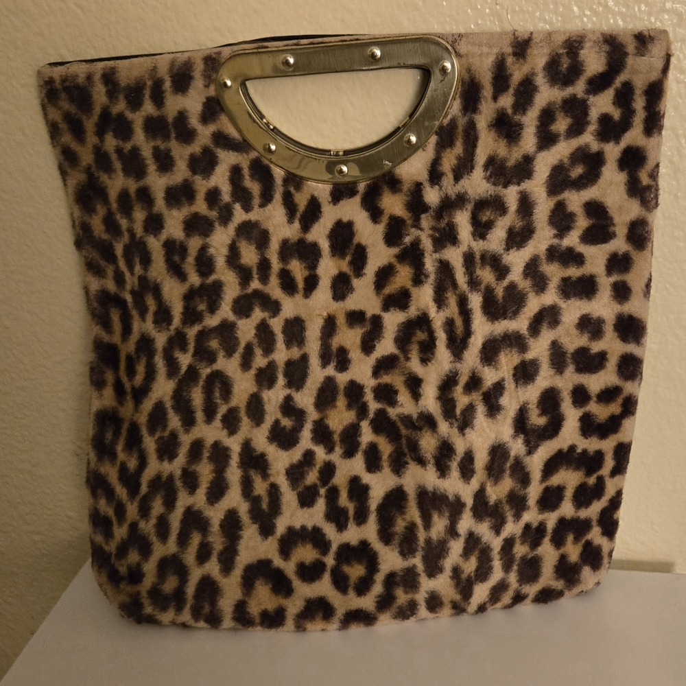 1960s Faux Fur Leopard Clutch Purse